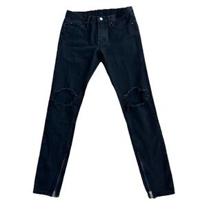 MNML Men's Denim Distressed Jeans SZ 29x31 Zipper Ankle Grunge Rock Skater Punk